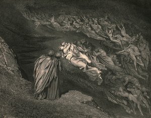Liefde bracht ons tot één dood: Caina wacht de ziel, die ons leven splitste, c1890 door Gustave Dore