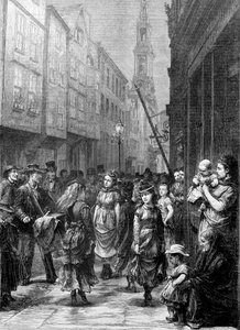 Lagere meisjes dansen voor handel, Drury Lane, City of Westminster, Londen