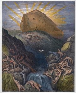 De Ark van Noach - De duif uitgezonden uit de Ark - De duif uitgezonden uit de Ark van Noach - Gravure uit 