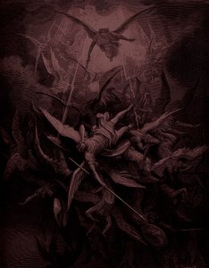 Paradise Lost: Val van de opstandige engelen, kunstenaar Doré door Gustave Dore