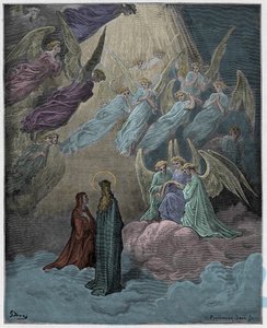 Paradiso, Canto 21: De lichtgevende zielen zingen, illustratie uit "De Goddelijke Komedie" door Dante Alighieri, 1885 door Gustave Dore