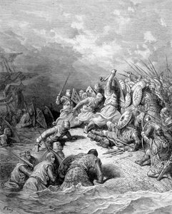 Richard Leeuwenhart bevrijdt de stad Joppe - gravure door Gustave Doré door Gustave Dore