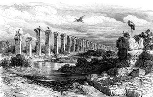 Romeins aquaduct, Merida, Spanje, 19e eeuw
