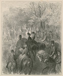 Rotten Row, Hyde Park, Londen door Gustave Dore