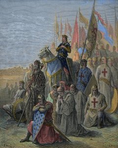 Saint Louis arriveert voor Damietta - verovering van de Egyptische stad door de kruisvaarders op 6 juni door Gustave Dore