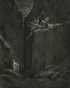 Nauwelijks hadden zijn voeten de laagste van het bed bereikt, ca. 1890 door Gustave Dore