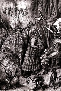 Sindbad de zeeman (Sinbad) - verhaal van de duizend en één (1001) nachten - illustratie door Gustave Dore (detail) - Maxwell editie 1865 - Zesde reis: Aan het hof van de koning van Serendib door Gustave Dore
