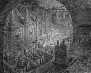 Sloppenwijken van Londen, gravure door Gustave Doré door Gustave Dore