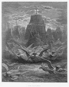 St. Louis (1214-70) vertrekt uit Aigues-Mortes, illustratie uit 