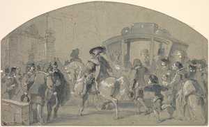 Straatscène recto, schetsen verso, ca. 1848-49 door Gustave Dore