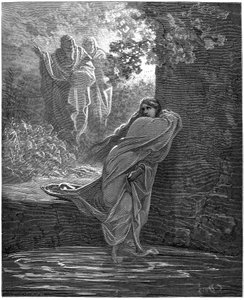 Suzanne in het bad: illustratie door Gustave Doré (1832-1883) voor de Bijbel door Gustave Dore