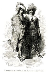 De Baron de Sigognac en de Markies de Bruyères. Gravure door Gustave Doré ter illustratie van Théophile Gautier