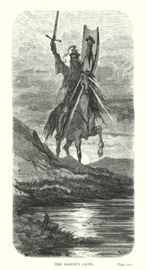 De eed van de baron (gravure) door Gustave Dore