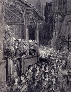 De Kinderkruistocht: volksbewegingen ontstaan in Duitsland en Frankrijk in 1212, die duizenden mensen van boerenafkomst verzamelden achter jonge profeten, die zichzelf uitverkorenen van God verklaarden, om Jeruzalem en het Heilig Graf te bevrijden van de G door Gustave Dore