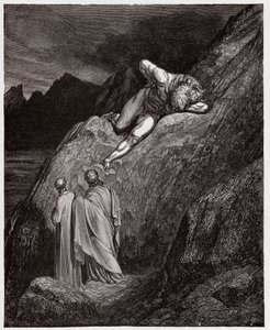 De Goddelijke Komedie, Inferno, Canto 12: De Minotaurus op de verbrijzelde klif - door Dante Alighieri (1265-1321) - Illustratie door Gustave Dore (1832-1883)