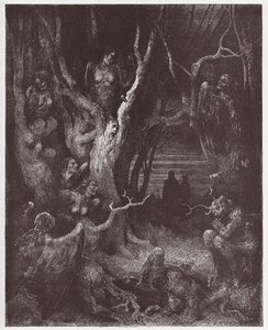 De Goddelijke Komedie, Inferno, Canto 13: De Harpijen in het bos van zelfmoordenaars - door Dante Alighieri (1265-1321) - Illustratie door Gustave Dore (1832-1883) door Gustave Dore