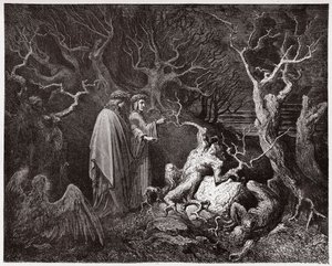 De Goddelijke Komedie (La Divina Commedia), Inferno, Canto 13: De zelfmoordenaars in het bos - door Dante Alighieri (1265-1321) - Illustratie door Gustave Doré (1832-1883) door Gustave Dore