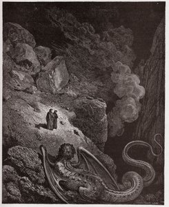 De Goddelijke Komedie (La Divina Commedia, La Divine Comedie), Inferno, Canto 17: Geryon, symbool van bedrog - door Dante Alighieri (1265-1321) - Illustratie door Gustave Doré (1832-1883)