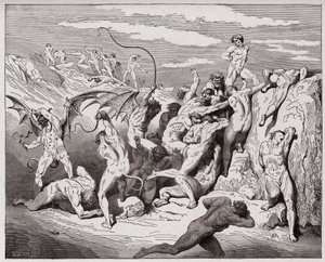 De Goddelijke Komedie, Inferno, Canto 18: Duivels en verleiders - door Dante Alighieri - Illustratie door Gustave Dore
