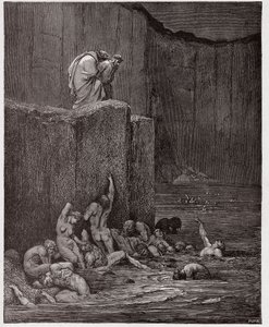 De Goddelijke Komedie, Inferno, Canto 18: Minnaars en vleiers in de achtste cirkel - door Dante Alighieri (1265-1321) - Illustratie door Gustave Dore (1832-1883) door Gustave Dore