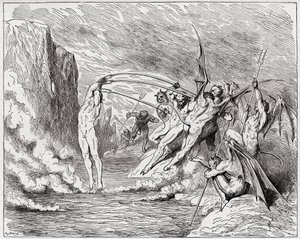 Inferno, Canto 21: Duivels kwellen de barrators (Illustratie door Gustave Doré) door Gustave Dore