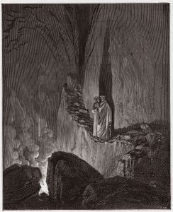 De Goddelijke Komedie, Inferno, Canto 26: De vlammende geesten van Ulysses en Diomedes - door Dante Alighieri (1265-1321) - Illustratie door Gustave Doré (1832-1883) door Gustave Dore