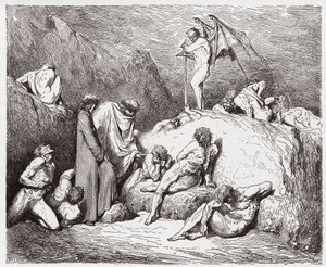 De Goddelijke Komedie (La Divina Commedia), Inferno, Canto 28: Verminkte zaaier van tweedracht in de negende bolgia - door Dante Alighieri (1265-1321) - Illustratie door Gustave Doré (1832-1883) door Gustave Dore