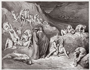 Inferno, Canto 29: De vervalsers en vervalsers gekweld door jeuk (Illustratie door Gustave Doré) door Gustave Dore