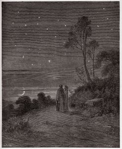 De Goddelijke Komedie (La Divina Commedia, La Divine Comedie), Inferno, Canto 2: De verduisterende lucht van de eerste nacht - door Dante Alighieri (1265-1321) - Illustratie door Gustave Doré (1832-1883) door Gustave Dore