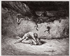Inferno, Canto 30: De kwelling van de vervalsers in de negende bolgia (Gianni Schicchi) (Illustratie door Gustave Doré)