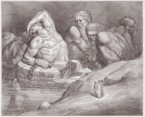 De Goddelijke Komedie, Inferno, Canto 31: Ephialtes in boeien tussen de reuzen - door Dante Alighieri (1265-1321) - Illustratie door Gustave Doré (1832-1883) door Gustave Dore
