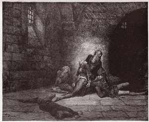 Inferno, Canto 33: Gaddo sterft voor de ogen van zijn vader (Illustratie door Gustave Doré) door Gustave Dore