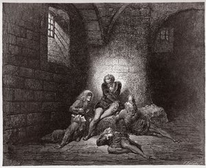 De Goddelijke Komedie, Inferno, Canto 33: Ugolino en zijn zonen opgesloten en verhongerd - door Dante Alighieri (1265-1321) - Illustratie door Gustave Doré (1832-1883)