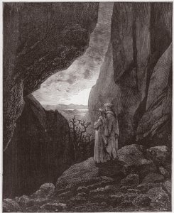 De Goddelijke Komedie (La Divina Commedia, La Divine Comedie), Inferno, Canto 34: Virgil en Dante stijgen op naar de bovenwereld - door Dante Alighieri (1265-1321) - Illustratie door Gustave Doré (1832-1883) door Gustave Dore