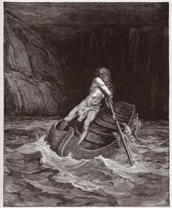 De Goddelijke Komedie (La Divina Commedia, La Divine Comedie), Inferno, Canto 3: Charon (Caron) op de rivier Acheron - door Dante Alighieri (1265-1321) - Illustratie door Gustave Doré (1832-1883) door Gustave Dore
