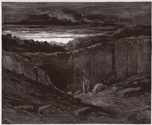 De Goddelijke Komedie (La Divina Commedia), Inferno, Canto 3: Virgil en Dante bij de poorten van de hel - door Dante Alighieri (1265-1321) - Illustratie door Gustave Doré (1832-1883) door Gustave Dore