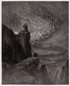 De Goddelijke Komedie, Inferno, Canto 5: Minos beoordeelt de overtredingen en stuurt de zielen - door Dante Alighieri (1265-1321) - Illustratie door Gustave Doré (1832-1883) door Gustave Dore