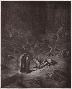 Inferno, Canto 9: De brandende grafkamers van de ketters (Illustratie door Gustave Doré)