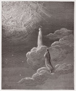 De Goddelijke Komedie (La Divina Commedia), Paradiso, Canto 14: Dante en Beatrice vertaald naar de sfeer van Mars - door Dante Alighieri (1265-1321) - Illustratie door Gustave Doré (1832-1883)