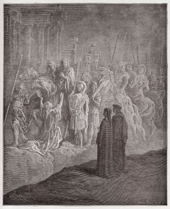De Goddelijke Komedie, Purgatorio, Canto 10: De marmeren sculpturen die trots uitbeelden - door Dante Alighieri (1265-1321) - Illustratie door Gustave Doré (1832-1883) door Gustave Dore