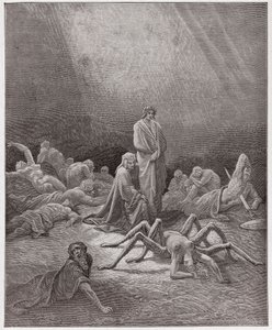 De Goddelijke Komedie, Purgatorio, Canto 12: Dante ziet de ziel van Arachne - door Dante Alighieri (1265-1321) - Illustratie door Gustave Doré (1832-1883) door Gustave Dore