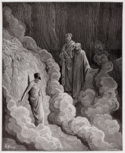 De Goddelijke Komedie (La Divina Commedia, La Divine Comedie), Purgatorio, Canto 16: Dante spreekt met de ziel van Marco Lombardo - door Dante Alighieri (1265-1321) - Illustratie door Gustave Doré (1832-1883) door Gustave Dore