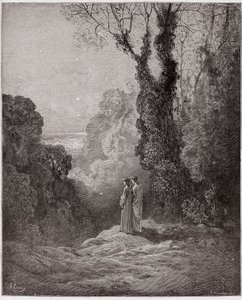 Purgatorio, Canto 1: De dichters aanschouwen de schoonheid van Venus in de ochtendhemel (Illustratie door Gustave Doré) door Gustave Dore