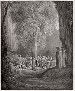 De Goddelijke Komedie (La Divina Commedia, La Divine Comedie), Purgatorio, Canto 24: De gulzige zielen huilend onder de boom - door Dante Alighieri (1265-1321) - Illustratie door Gustave Doré (1832-1883) door Gustave Dore