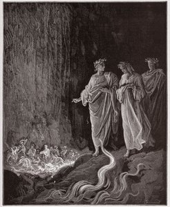 De Goddelijke Komedie (La Divina Commedia, La Divine Comedie), Purgatorio, Canto 25: De dichters in de zevende cirkel - door Dante Alighieri (1265-1321) - Illustratie door Gustave Doré (1832-1883) door Gustave Dore