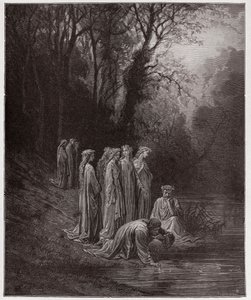 De Goddelijke Komedie, Purgatorio, Canto 33: Dante drinkt van de rivier Eunoe - door Dante Alighieri (1265-1321) - Illustratie door Gustave Dore (1832-1883) door Gustave Dore