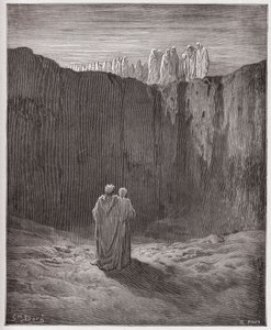 De Goddelijke Komedie (La Divina Commedia), Purgatorio, Canto 3: Het gezelschap van zielen op de klif - door Dante Alighieri (1265-1321) - Illustratie door Gustave Doré (1832-1883)