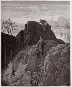 De Goddelijke Komedie, Purgatorio, Canto 4: Virgil leidt Dante de ruige berghelling op - door Dante Alighieri (1265-1321) - Illustratie door Gustave Doré (1832-1883) door Gustave Dore