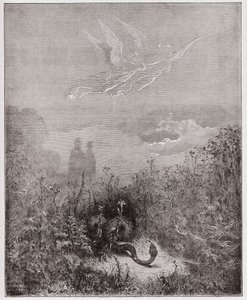 De Goddelijke Komedie, Purgatorio, Canto 8: De engelen verdrijven de slang - door Dante Alighieri (1265-1321) - Illustratie door Gustave Doré (1832-1883)