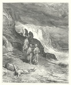 De fabels van La Fontaine: Jupiter en de reiziger (gravure) door Gustave Dore